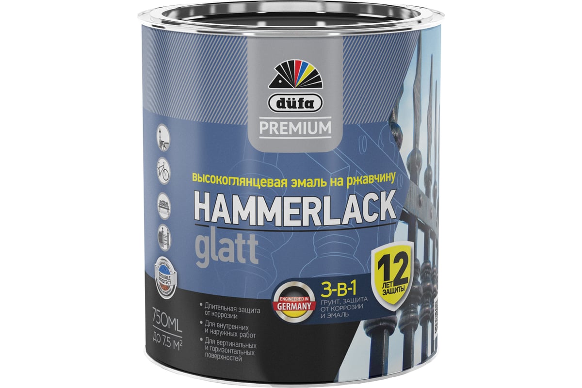 Эмаль Dufa Premium HAMMERLACK на ржавчину гладкая БАЗА1 750мл МП00 ...