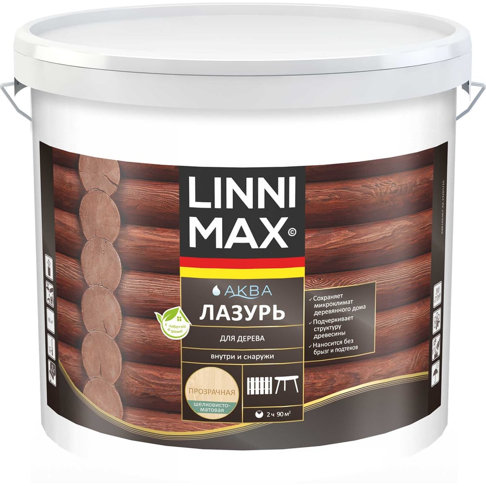 Лазурь для дерева LINNIMAX Аква 9 л 948105366 - выгодная цена, отзывы ...