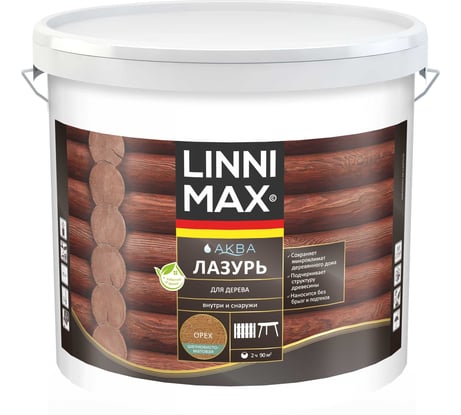 Лазурь для дерева LINNIMAX Аква Орех 9 л 948105424