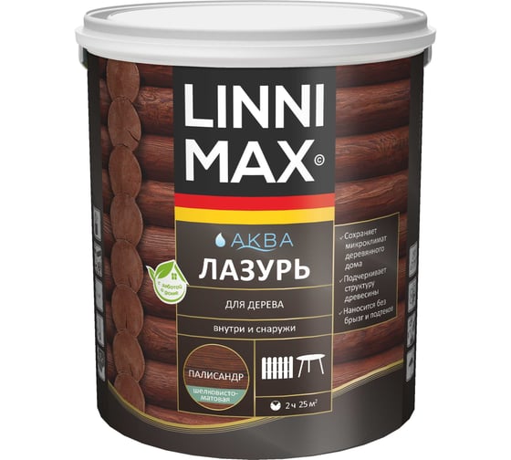 Лазурь для дерева LINNIMAX Аква Палисандр 2,5 л 948105410 1