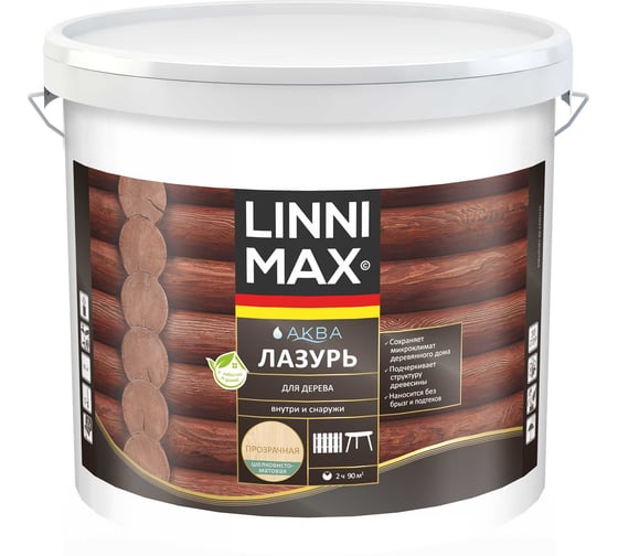 Лазурь для дерева LINNIMAX Аква Белый 9 л 948105376 1