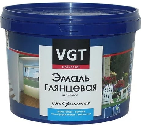 Универсальная эмаль VGT ВД АК 1179 супербелая глянц. 10кг 11603019