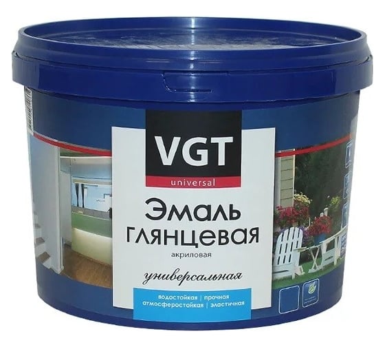 Универсальная эмаль VGT ВД АК 1179 супербелая глянц. персиковая 1 кг 11603109 1