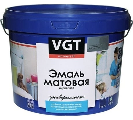 Универсальная эмаль VGT ВД АК 1179 супербелая матовая персиковая 1 кг 11603110