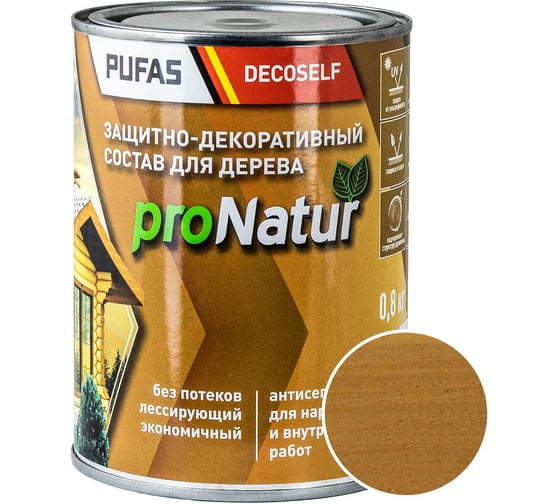 Лессирующий антисептик для дерева Pufas дуб Decoself 0,8л тов-200271