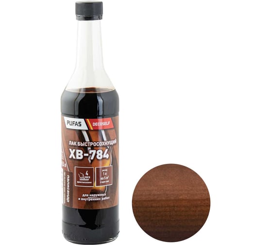 Лак Pufas ХВ-784 палисандр Decoself 0,5л тов-200131