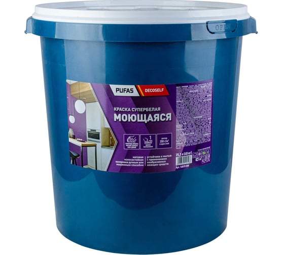 Моющаяся краска Pufas белая Decoself мороз. 40кг КМ тов-132439