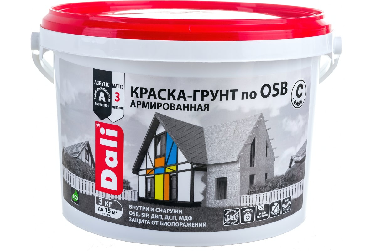 Краски osb отзывы. Акриловая краска для ОСП-3. Грунтовка по OSB. Краска Dali для OSB база а.