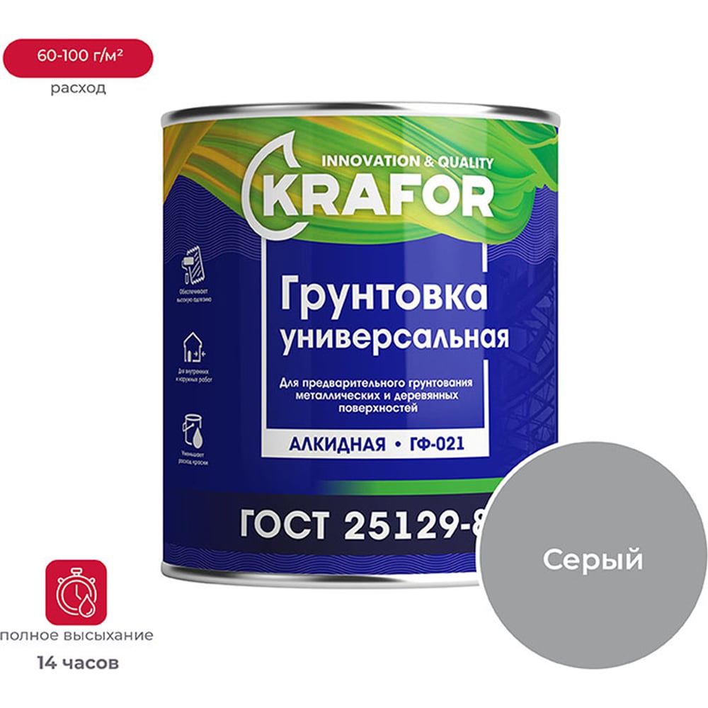 Универсальная грунтовка KRAFOR ГФ-021 СЕРЫЙ 20 КГ 1 26310 - выгодная ...