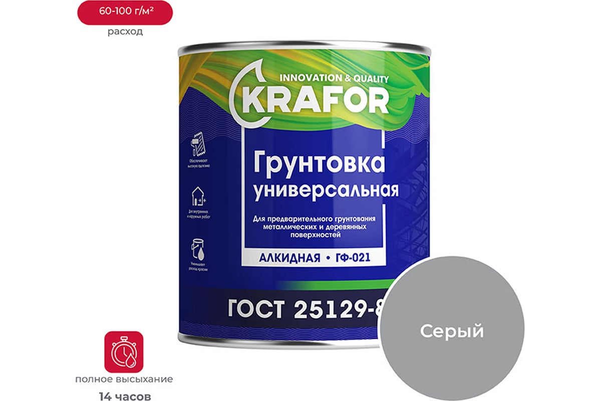 Универсальная грунтовка KRAFOR ГФ-021 СЕРЫЙ 20 КГ 1 26310 - выгодная ...