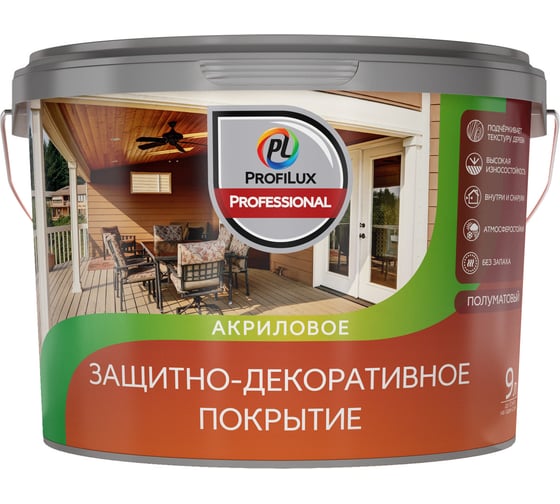 Лак акриловый защитно-декоративный Profilux Professional бесцветный 9 л МП00-011844