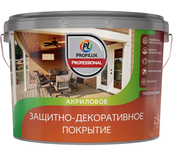 Лак акриловый защитно-декоративный Profilux Professional белый 2.5 л МП00-011851