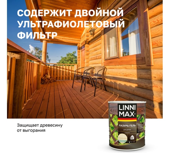 Лазурь-гель для дерева LINNIMAX Прозрачная 0,75 л 948105113