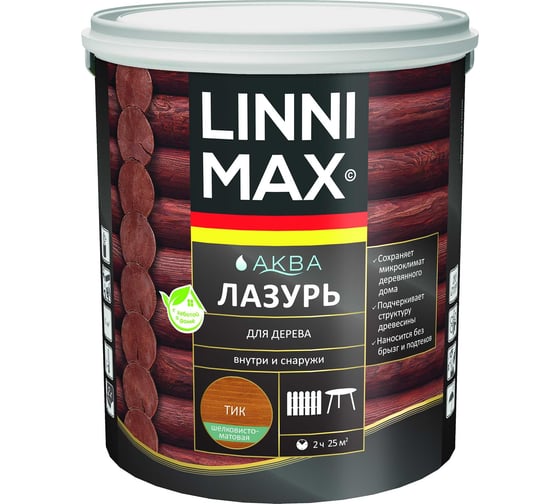 Лазурь для дерева LINNIMAX Аква Тик 2,5 л 948105392 1