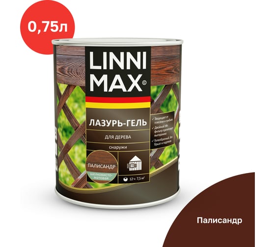 Лазурь-гель для дерева LINNIMAX Палисандр 0,75 л 948105137 1