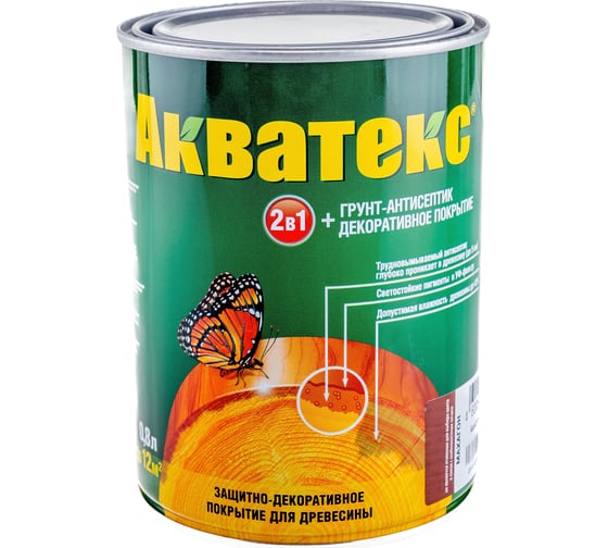 Защитно-декоративное покрытие Акватекс для древесины, махагон 0,8 л. 6 10458