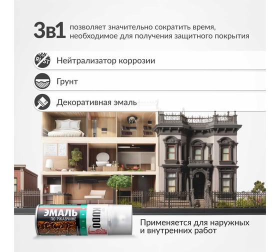 Эмаль по ржавчине молотковая KUDO чёрная медь. Аэрозольная краска в баллончике для металла. KU-3015