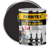 Грунт-эмаль по ржавчине 3в1 Farbitex черный(5 кг) 4300013876