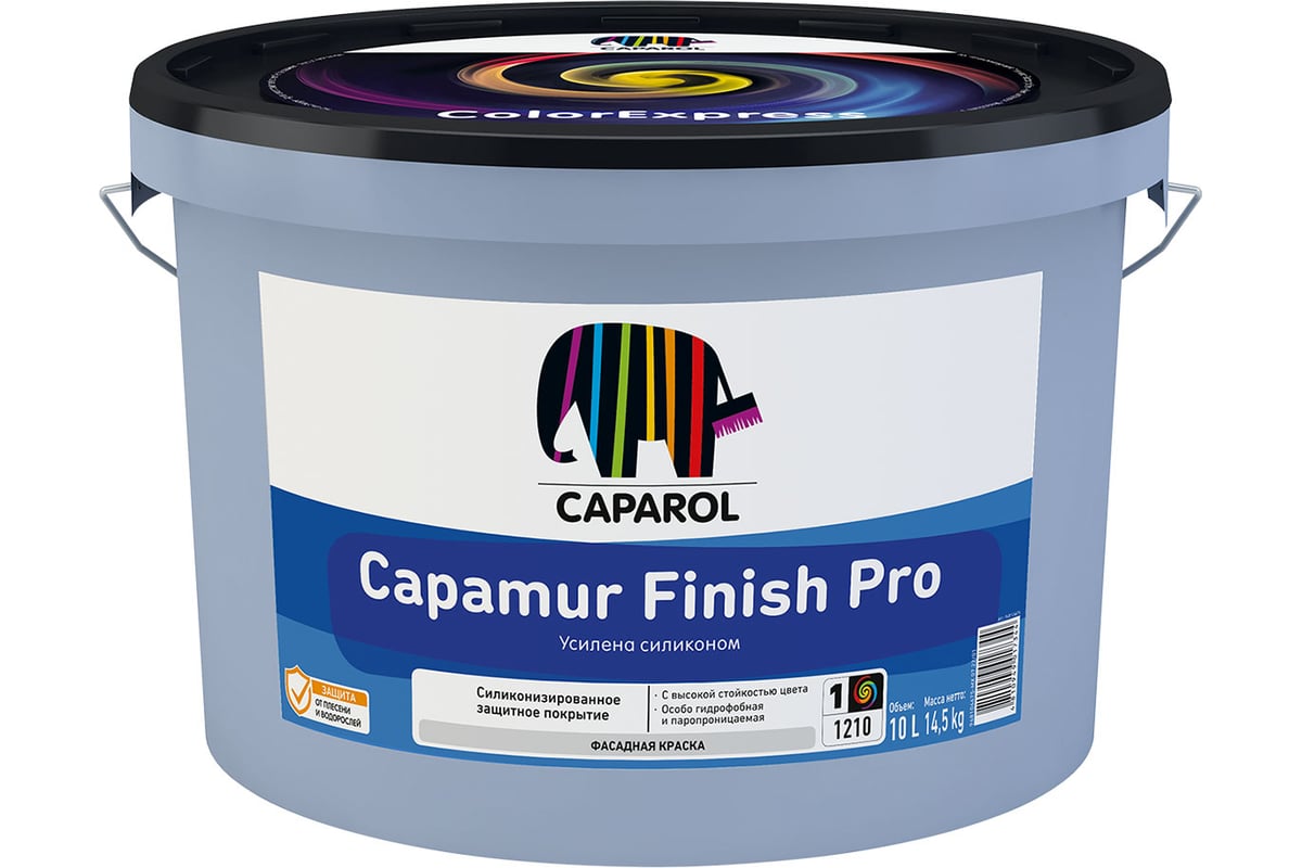 Краска для наружных работ CAPAROL CAPAMUR FINISH PRO водно-дисперсионная,  база 1, 10 л 948103996