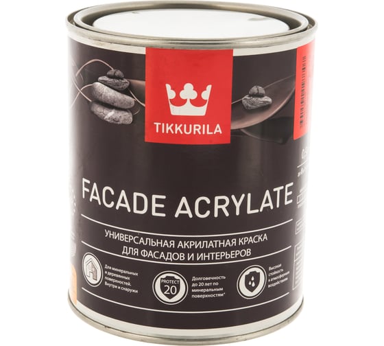 Краска для фасадов Tikkurila facade acrylate база с 0,9 л 205605 700012343