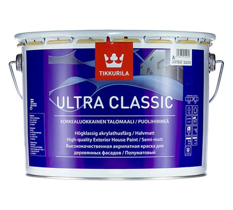 Краска для деревянных поверхностей TIKKURILA ультра классик база с 9 л п/матовая 27412