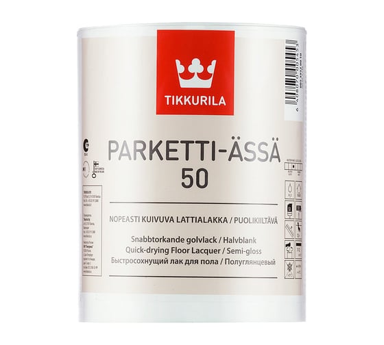Водоразбавляемый лак TIKKURILA PARKETTI ASSA 50 полиуретано акрилатный для пола, полуглянцевый 5л 539120050