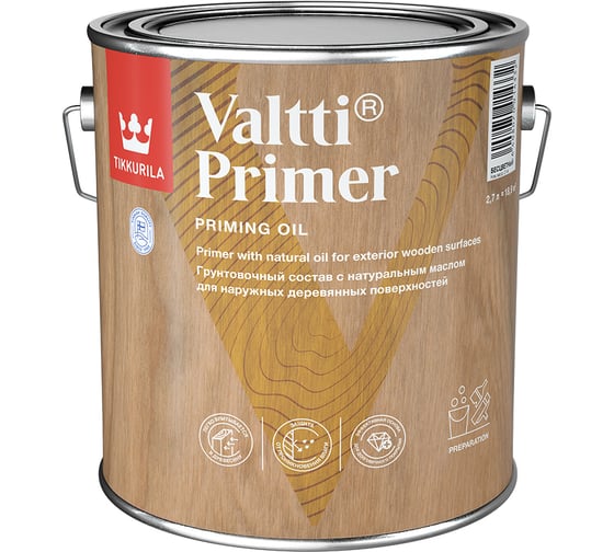 Грунтовочный антисептик Tikkurila VALTTI PRIMER бесцв 2,7л 00505000130 1