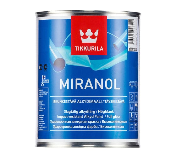 Тиксотропный миранол TIKKURILA база с 2,7 л эмаль алкидная глянцевая 22219 1