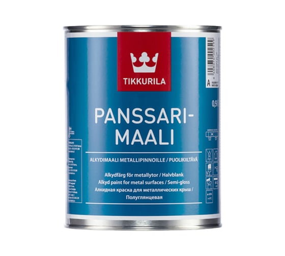 Антикоррозионная эмаль для металла TIKKURILA панссаримаали база с 0,9 л п/глянц. 22199 1