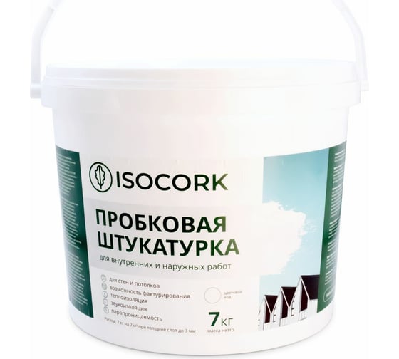 Штукатурка пробковая (7 кг; белая) для OSB (ОСП) ISOCORK ПШ18С7 1