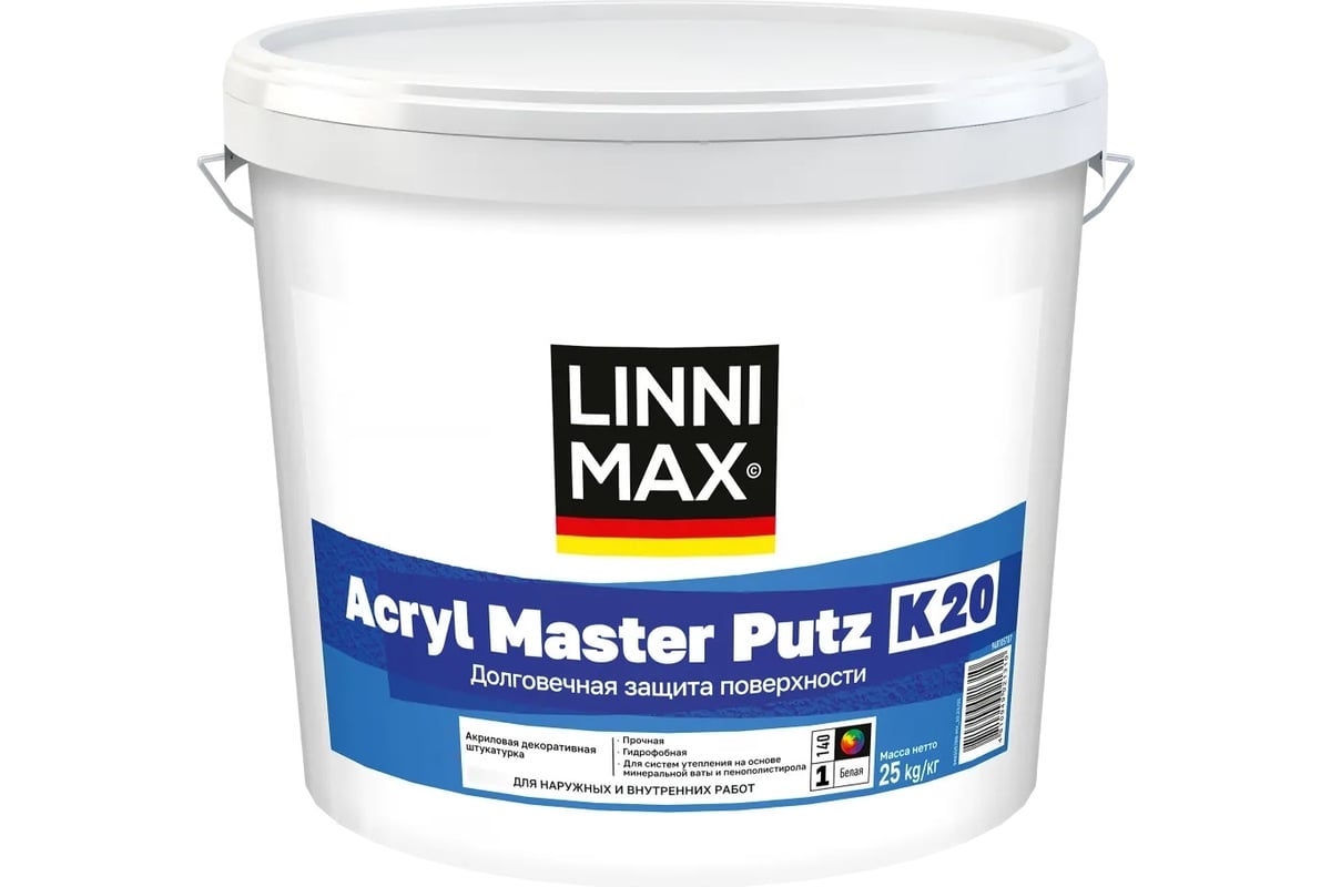 Штукатурка декоративная LINNIMAX Acryl Master Putz/Акрил Мастер Путц K15  акриловая для внутренних и наружных работ База 1, 25 кг 948105784