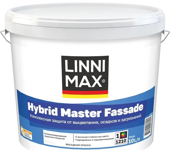 Силикон-модифицированная краска для наружных работ LINNIMAX Hybrid Master Fassade/Гибрид Мастер Фасад (Caparol Capamur Finish Pro) База 1 2,5 л 948105595