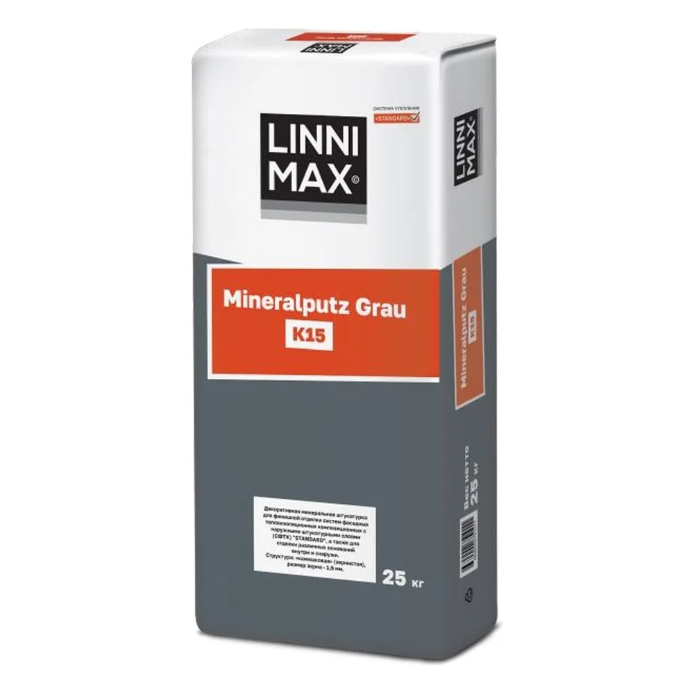 Штукатурка декоративная LINNIMAX MINERALPUTZ GRAU R20 короед 2,0 для ...