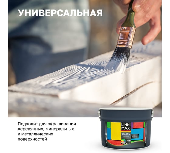 Эмаль алкидная LINNIMAX ALPINA универсальная шелк-мат база 3, 8,28 л 948105292