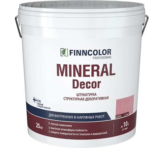 Структурная декоративная штукатурка Mineral Decor Шуба (1.5 мм, КТА 25 кг) Finncolor 700010653