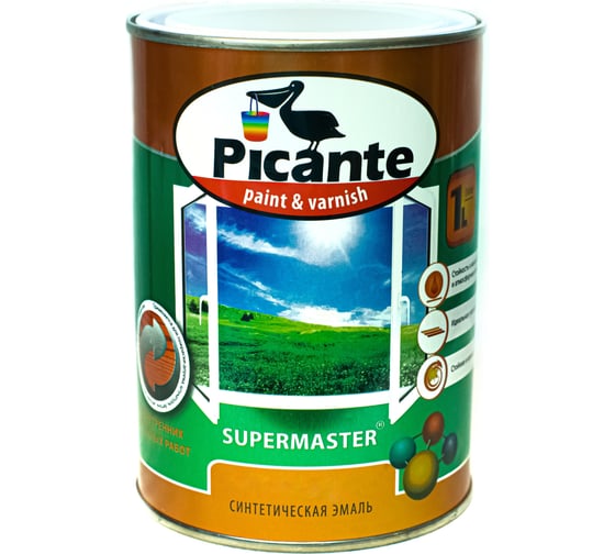 Глянцевая эмаль Picante SUPERMASTER эконом RAL 3071 зеленая 0,75кг 10390-3071.BB 1