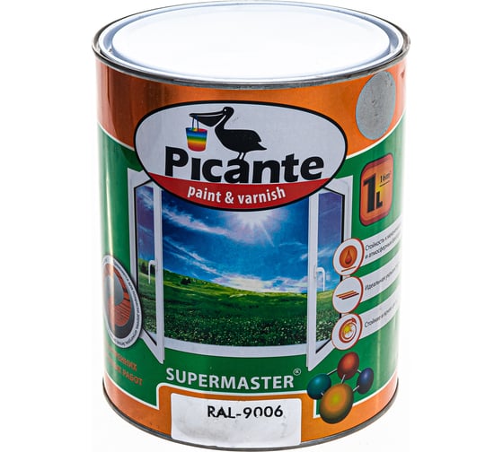 Глянцевая эмаль Picante SUPERMASTER эконом RAL 9006 серебристо-серый 2,5кг 10390-9006.GL