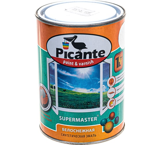 Глянцевая эмаль Picante SUPERMASTER эконом RAL 0001 белая 0,75кг 10390-0001.BB