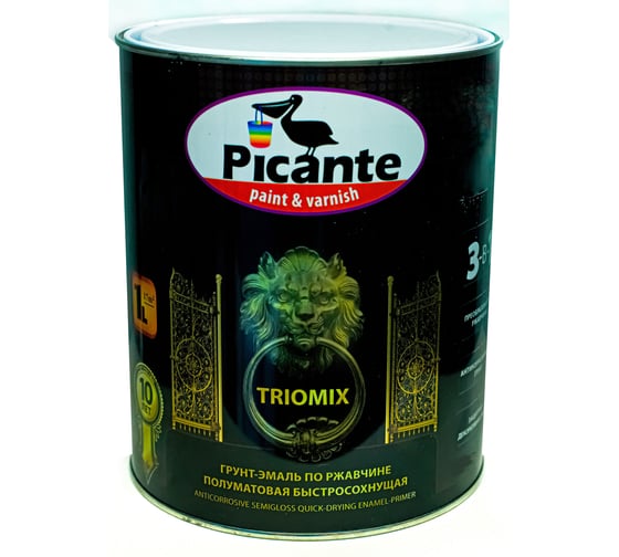 Грунт-эмаль по ржавчине 3в1 Picante TRIOMIX полуматовая RAL 7005 серая 0,75кг 10520-7005.BB 1