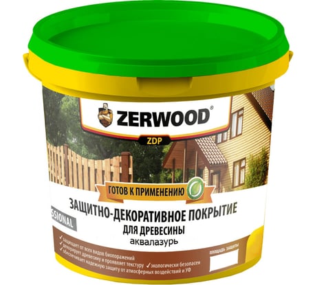 Защитно-декоративное покрытие аквалазурь Zerwood ZDP тик 0,9кг ведро 00025566