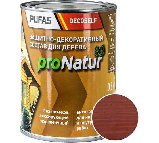 Лессирующий антисептик для дерева Pufas махагон Decoself 0,8л тов-200274