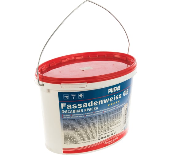 Фасадная краска Pufas FASSADENWEISS Основа D мороз. 5л7,2кг ФВ тов-082148