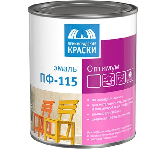 Эмаль Ленинградские краски Оптимум ПФ-115 белая матовая 0,9 кг 19036