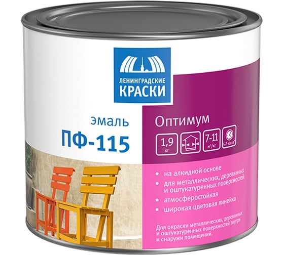 Эмаль Ленинградские краски Оптимум ПФ-115 зеленая темная 1,9 кг 19075 1