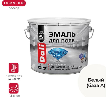 Эмаль для пола DALI База А 9 л 1 55008