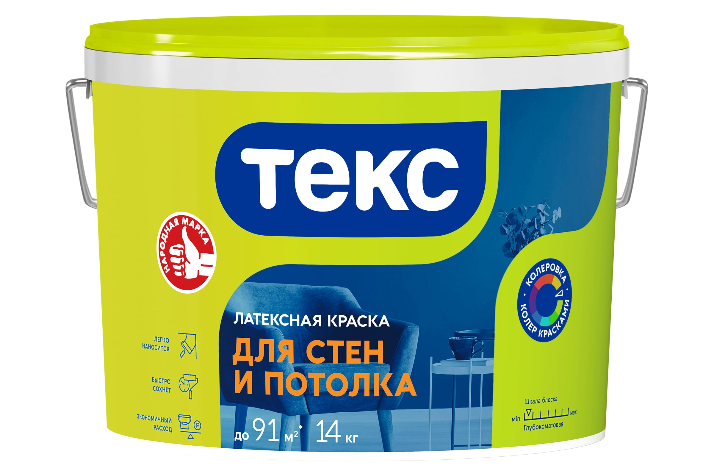 ЛатекснаякраскадлястенипотолкаТексИнтерьернаяУниверсал14кг700000520