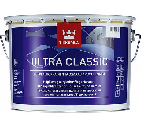 Краска для деревянных поверхностей TIKKURILA Ultra Classic база с 0,9 л п/матов. 27413