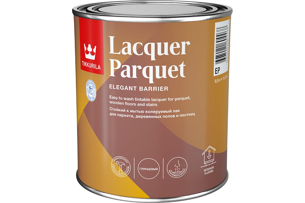 Паркетный лак Tikkurila LACQUER PARQUET EP гл 0,9л 700001142 - выгодная  цена, отзывы, характеристики, фото - купить в Москве и РФ