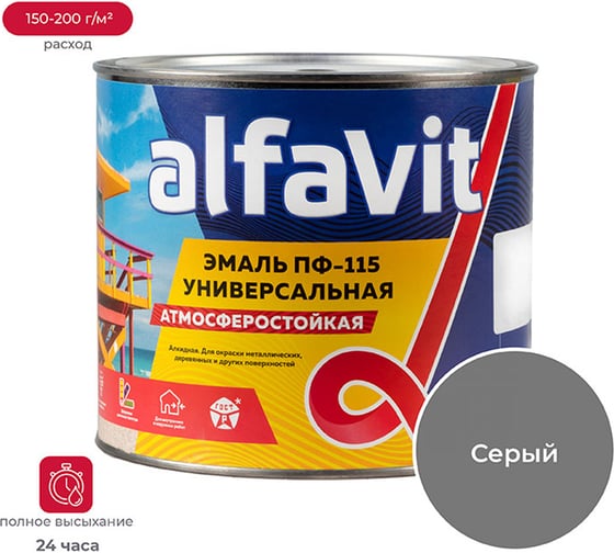 Эмаль ALFAVIT  Альфа ПФ-115 серая 1,9 кг 6 30789 1