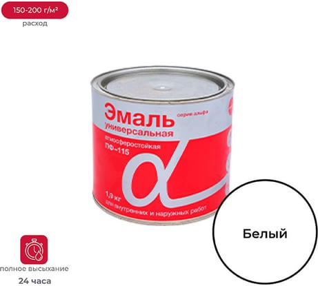 Эмаль ALFAVIT Альфа ПФ-115 белая матовая 1,9 кг 6 41234